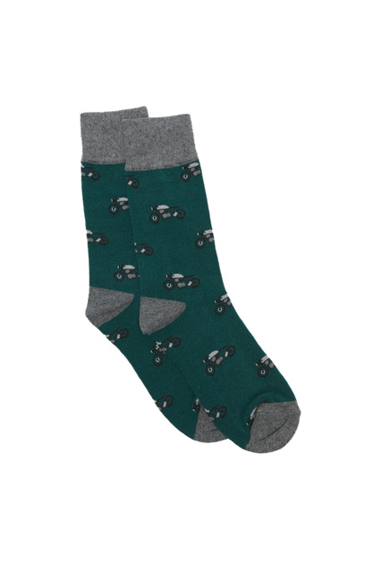 Носки из смесового хлопка с принтом|Основной цвет:Зеленый|Артикул:0654524 | Фото 1