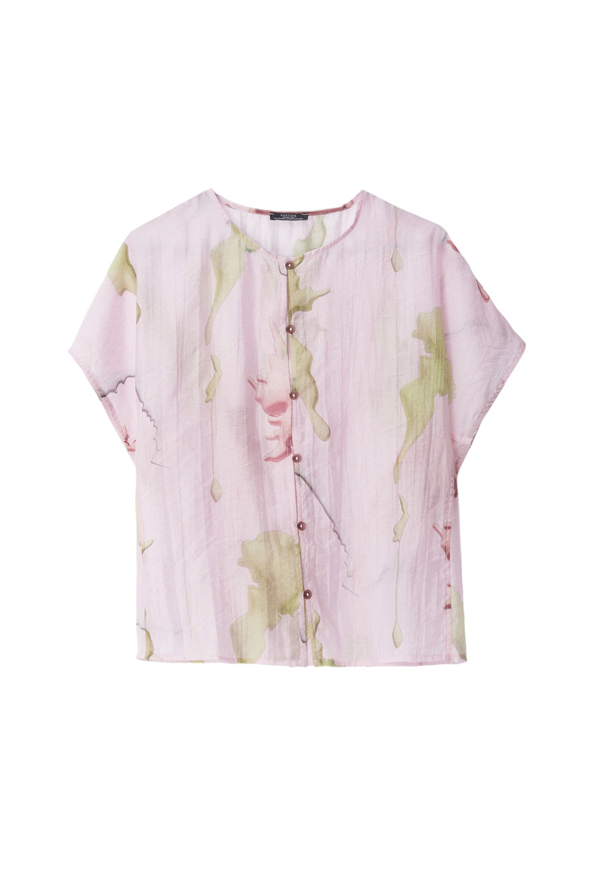 Блузка с цветочным принтом|Основной цвет:Разноцветный|Артикул:218001 | Фото 1