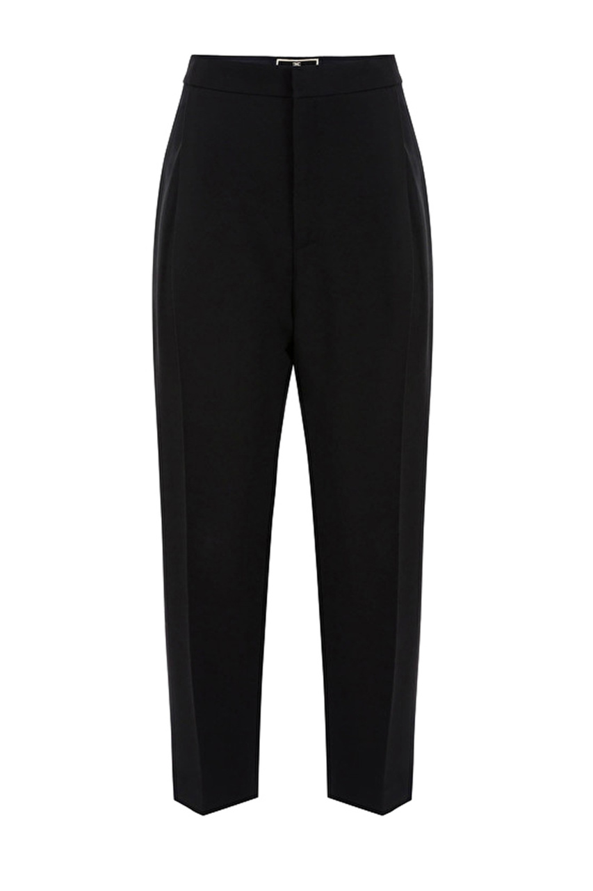 Укороченные брюки с притачным поясом|Основной цвет:Черный|Артикул:PA37111E2 | Фото 1