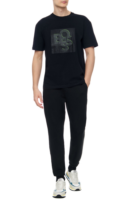 Спортивные брюки с логотипом на штанине|Основной цвет:Черный|Артикул:50476439 | Фото 2