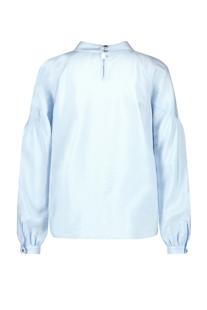 Блузка с воротником-стойкой и драпировкой|Основной цвет:Голубой|Артикул:860029-11300 | Фото 2