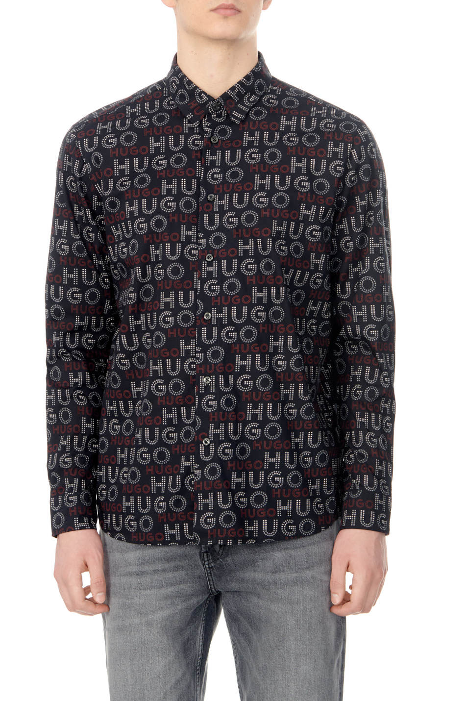 Мужской HUGO Рубашка из натурального хлопка с логотипированным принтом (цвет ), артикул 50508663 | Фото 1