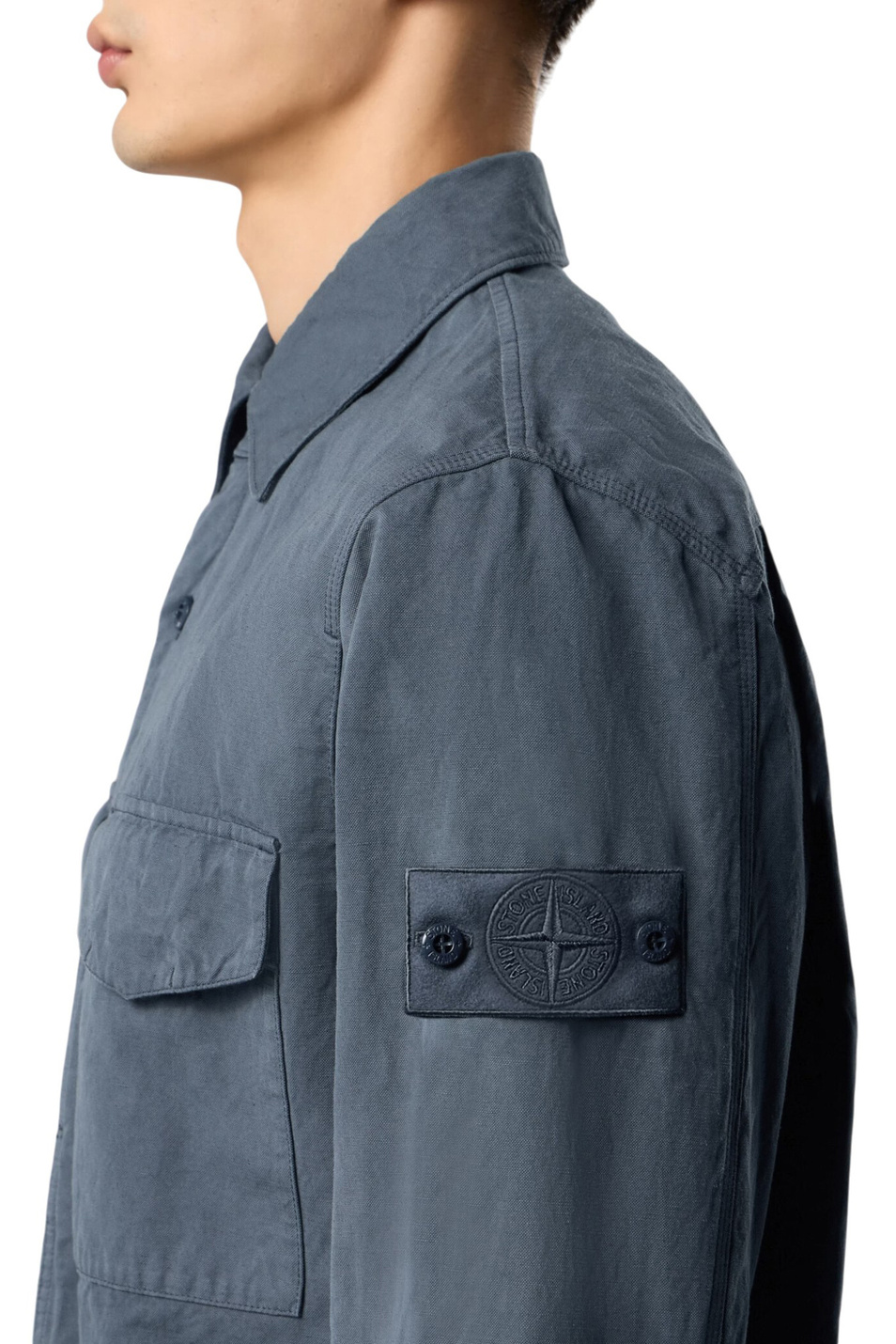 Мужской Stone Island Куртка-рубашка из хлопка и льна (цвет ), артикул L1S151200012-S0F36 | Фото 7