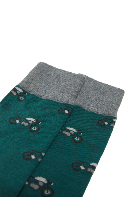 Носки из смесового хлопка с принтом|Основной цвет:Зеленый|Артикул:0654524 | Фото 2