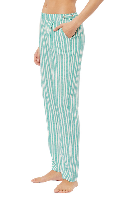 Пижамные брюки ANIS в полоску|Основной цвет:Зеленый|Артикул:6539394 | Фото 1