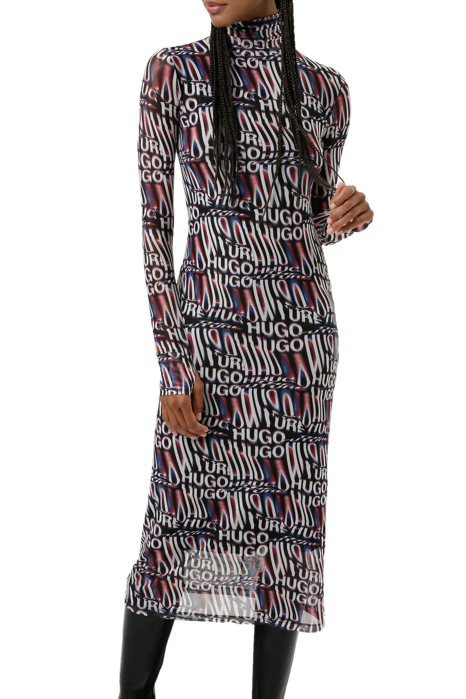 Женский HUGO Платье с высоким воротником и прозрачными рукавами (цвет ), артикул 50461719 | Фото 3