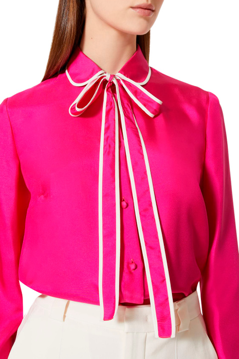 Red Valentino Блузка из шелковой саржи с бантом на воротнике ( цвет), артикул 2R3ABK956PV | Фото 3