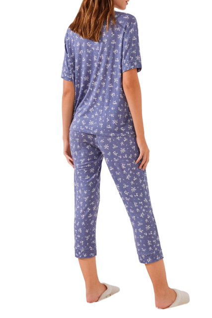 Пижама с цветочным принтом|Основной цвет:Синий|Артикул:3594642 | Фото 2