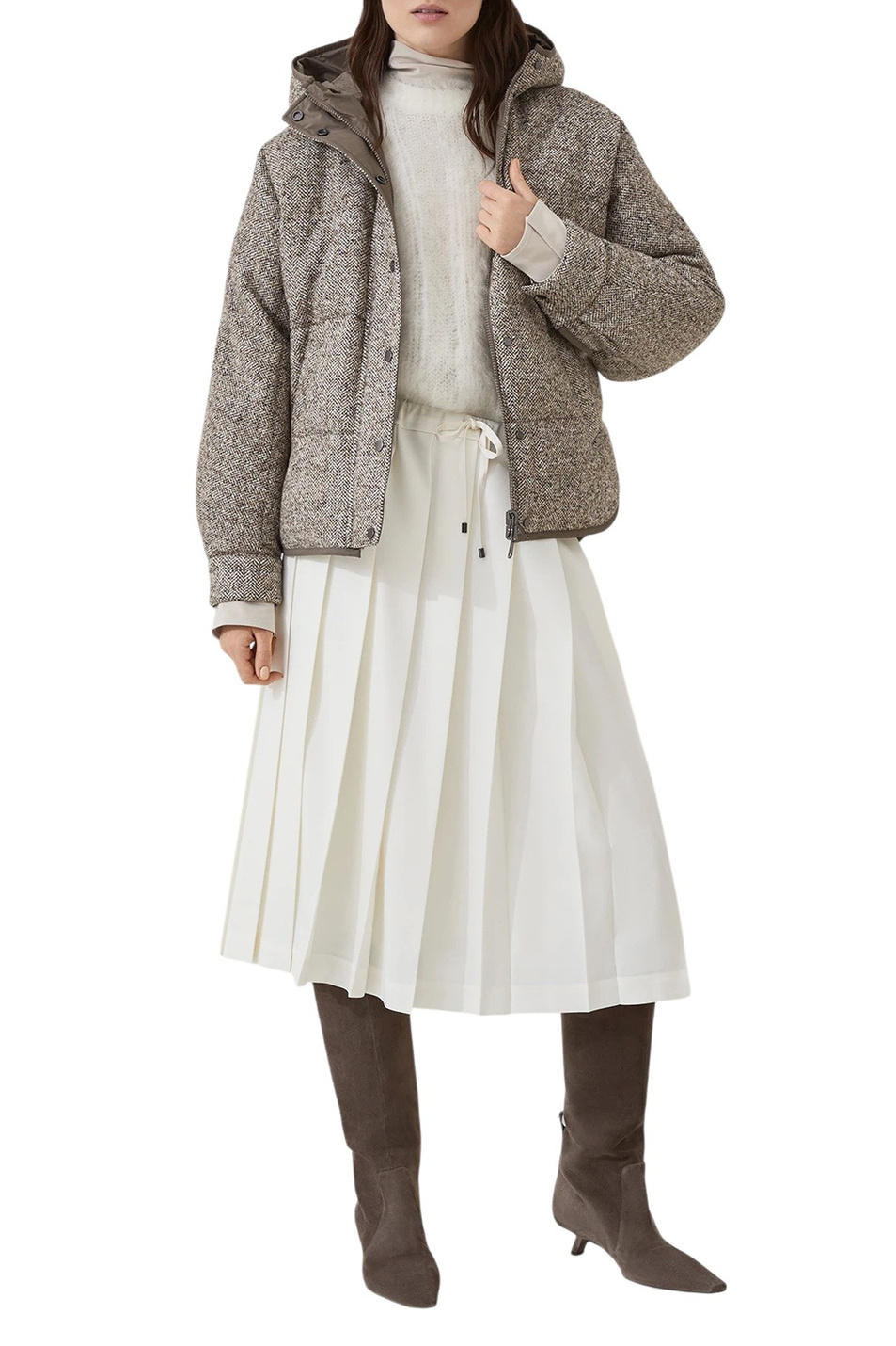 Юбка из смесовой шерсти|Основной цвет:Кремовый Женский Brunello Cucinelli Юбка из смесовой шерсти (цвет ), артикул MB147G3869 | Фото 2