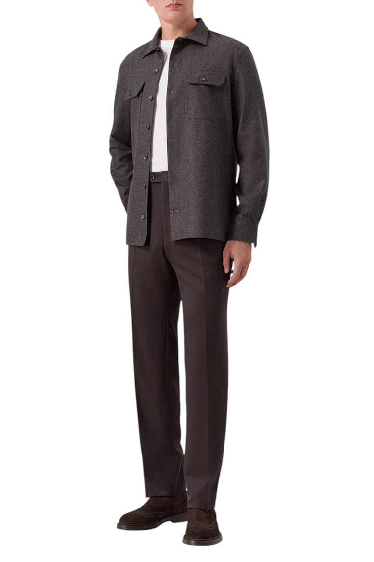 Рубашка из шерсти|Основной цвет:Коричневый Мужской Brunello Cucinelli Рубашка из шерсти (цвет ), артикул M038P0720 | Фото 2