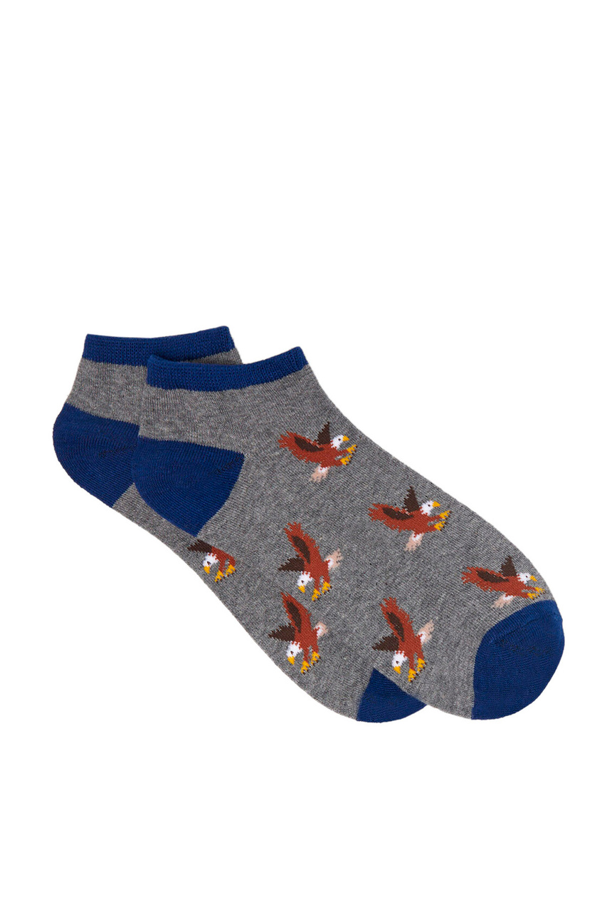 Короткие носки с принтом|Основной цвет:Серый|Артикул:0655935 | Фото 1