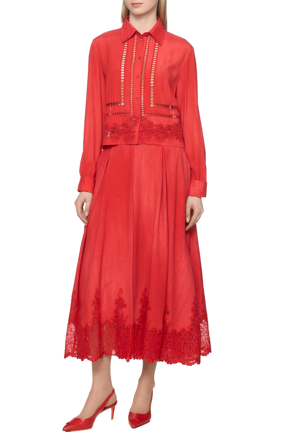 Женский ERMANNO SCERVINO Блузка с кружевом (цвет ), артикул D482K338APEMY | Фото 3