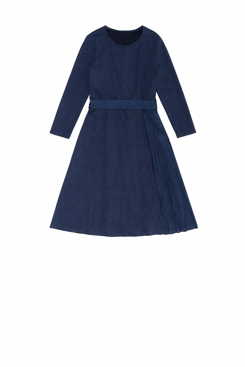 Платье CURVATO с поясом|Основной цвет:Синий|Артикул:2356260633 | Фото 1