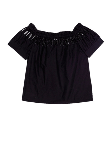Блузка с открытыми плечами|Основной цвет:Черный|Артикул:WA2493T4853 | Фото 1