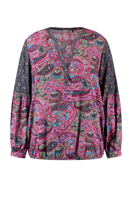 Блузка из вискозы с принтом|Основной цвет:Мультиколор|Артикул:160013-21016 | Фото 1