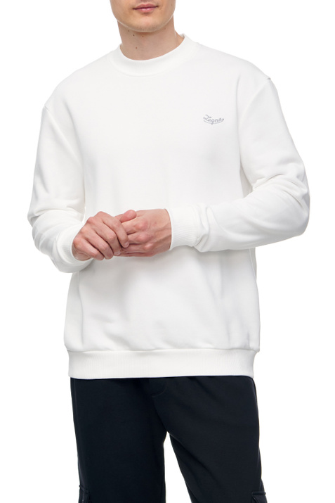 Zegna Свитшот с вышитым лого бренда на груди (Белый цвет), артикул N6ML01260 | Фото 1
