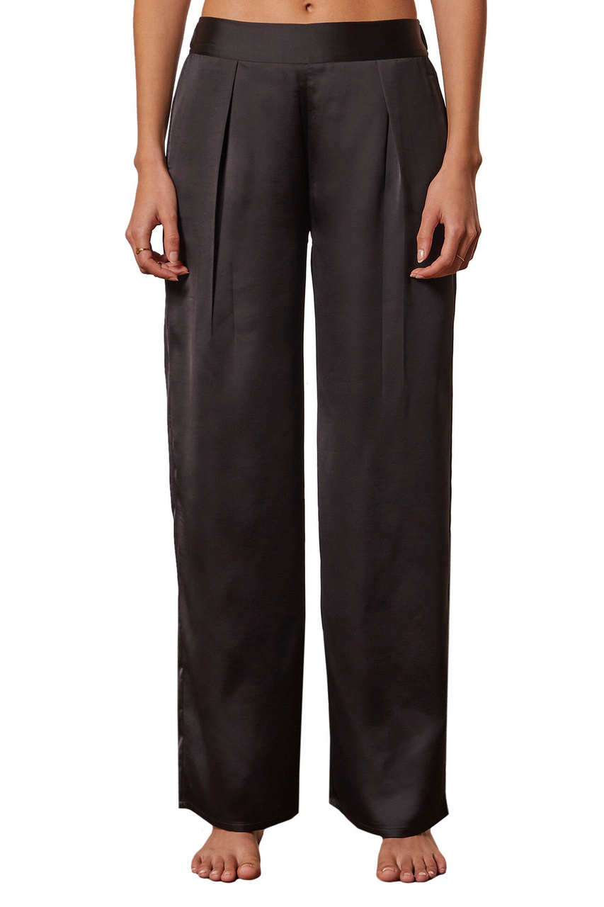 Атласные брюки широкого кроя  ERINA|Основной цвет:Черный|Артикул:6528158 | Фото 1